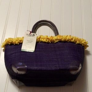 New with tags, Floral Woven Tote Straw Purse Handbag